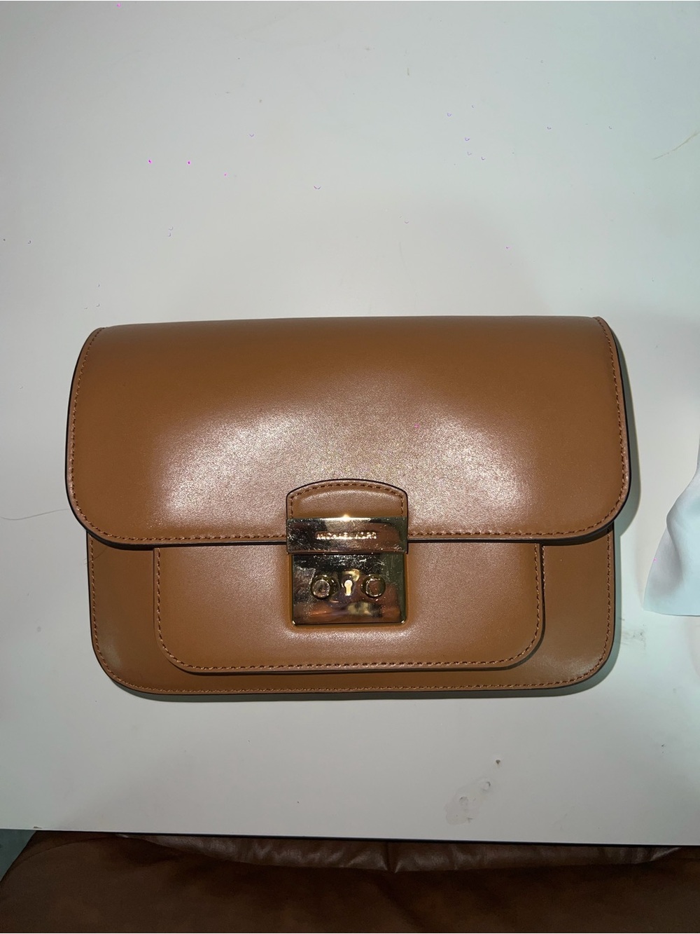 Michael Kors Tan Leather Crossbody with Gold-Tone Lock Comes w Dust Bag not used
